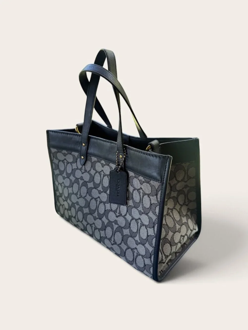 Coach Field Tote 30 Signature Jacquard Navy C3282 Crossbody